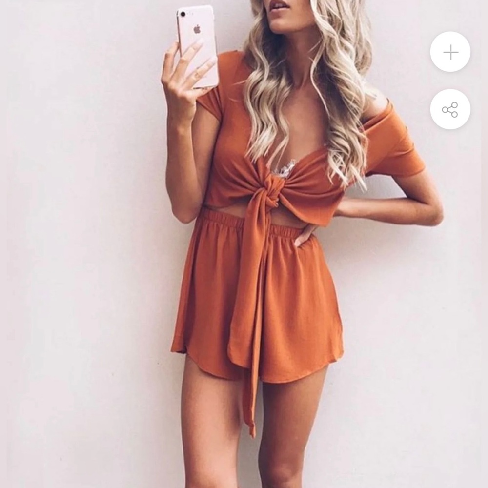 Reverse Selena Romper in Rust